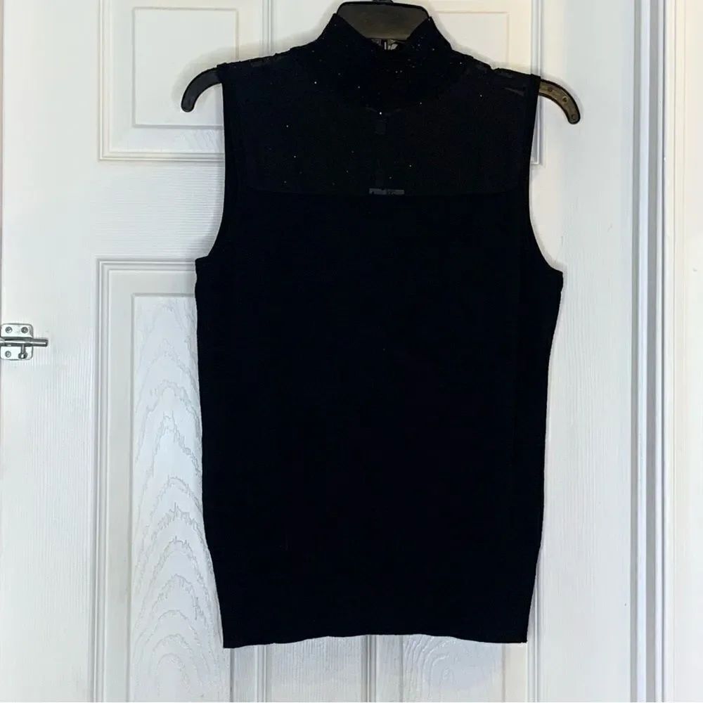 Cable & Gauge Black Mock Turtleneck Sparkle Size Medium